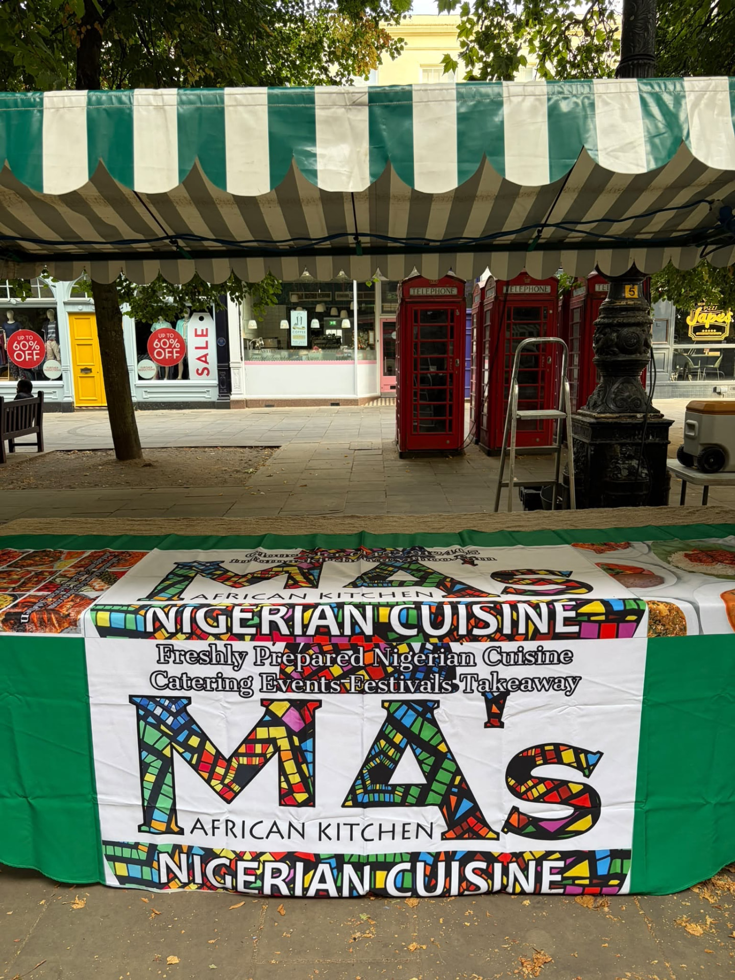Ma's African Kitchen market stall banner at Cheltenham